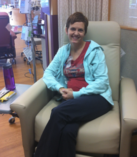 Jenny McCann during a treatment session for colorectal cancer.