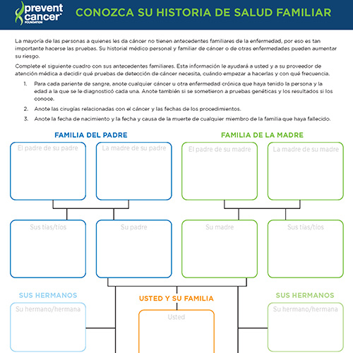 Family Health History Worksheet (Spanish)