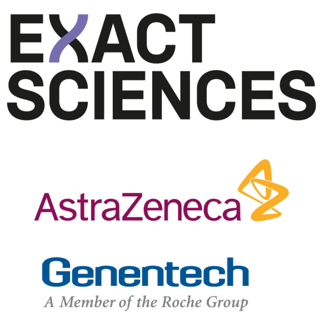 Sponsor logos of Early Detection = Better Outcomes include Exact Sciences, AstraZeneca and Genentech.