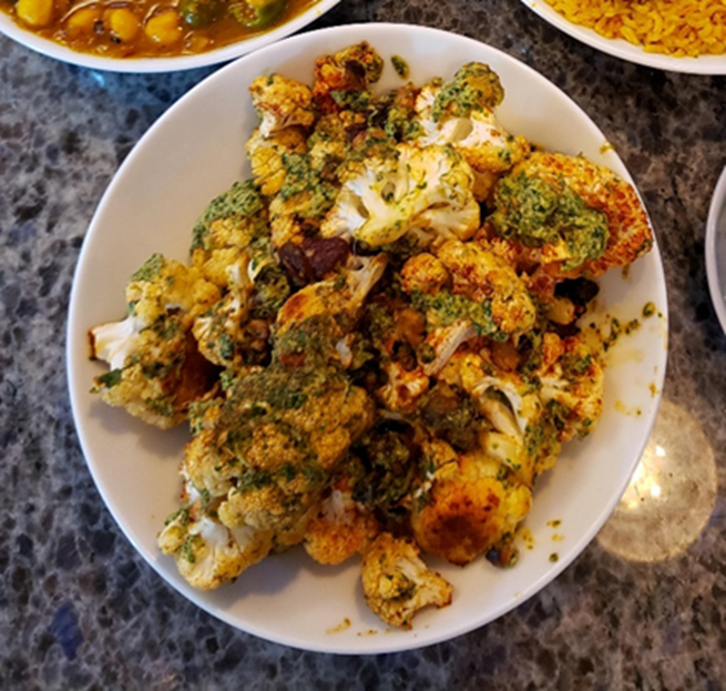 Roasted curry cauliflower