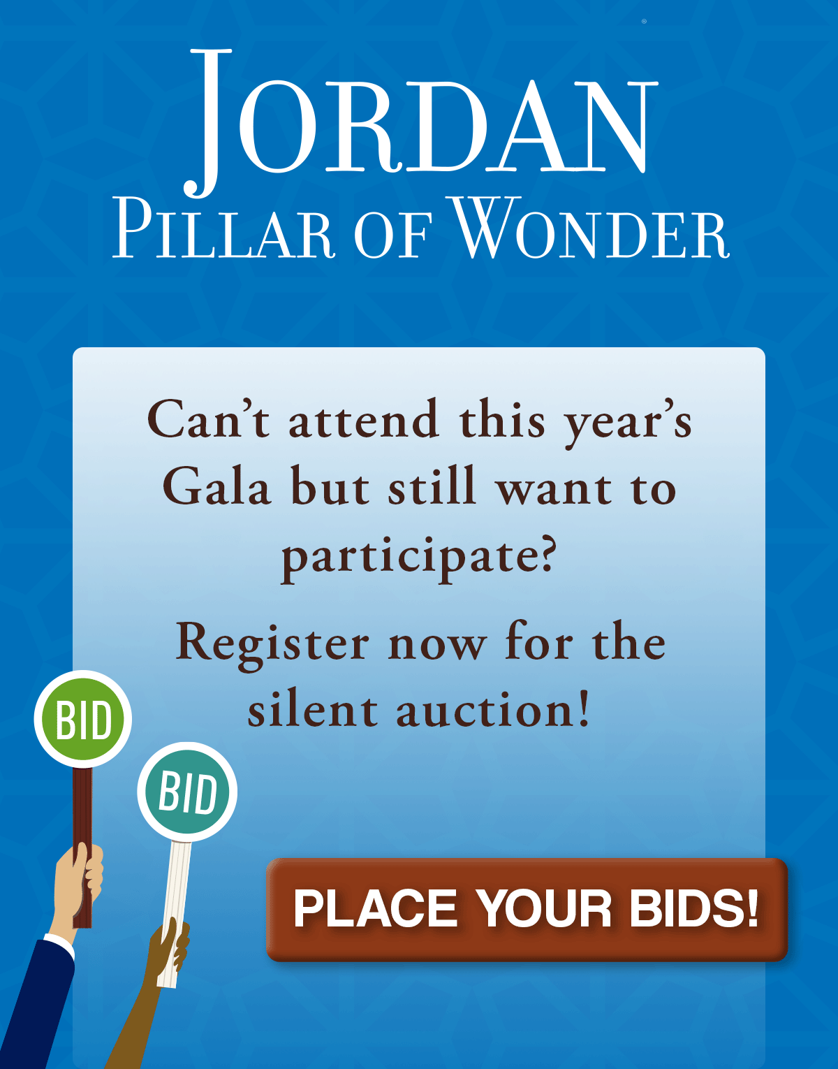 Place your bids! Can't attend this year's Gala but still want to participate? Click and register now for the silent auction.